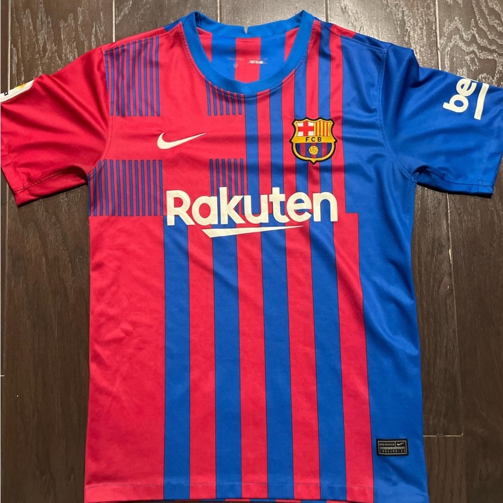 Nike men’s Barcelona Striped Red and Blue Jersey